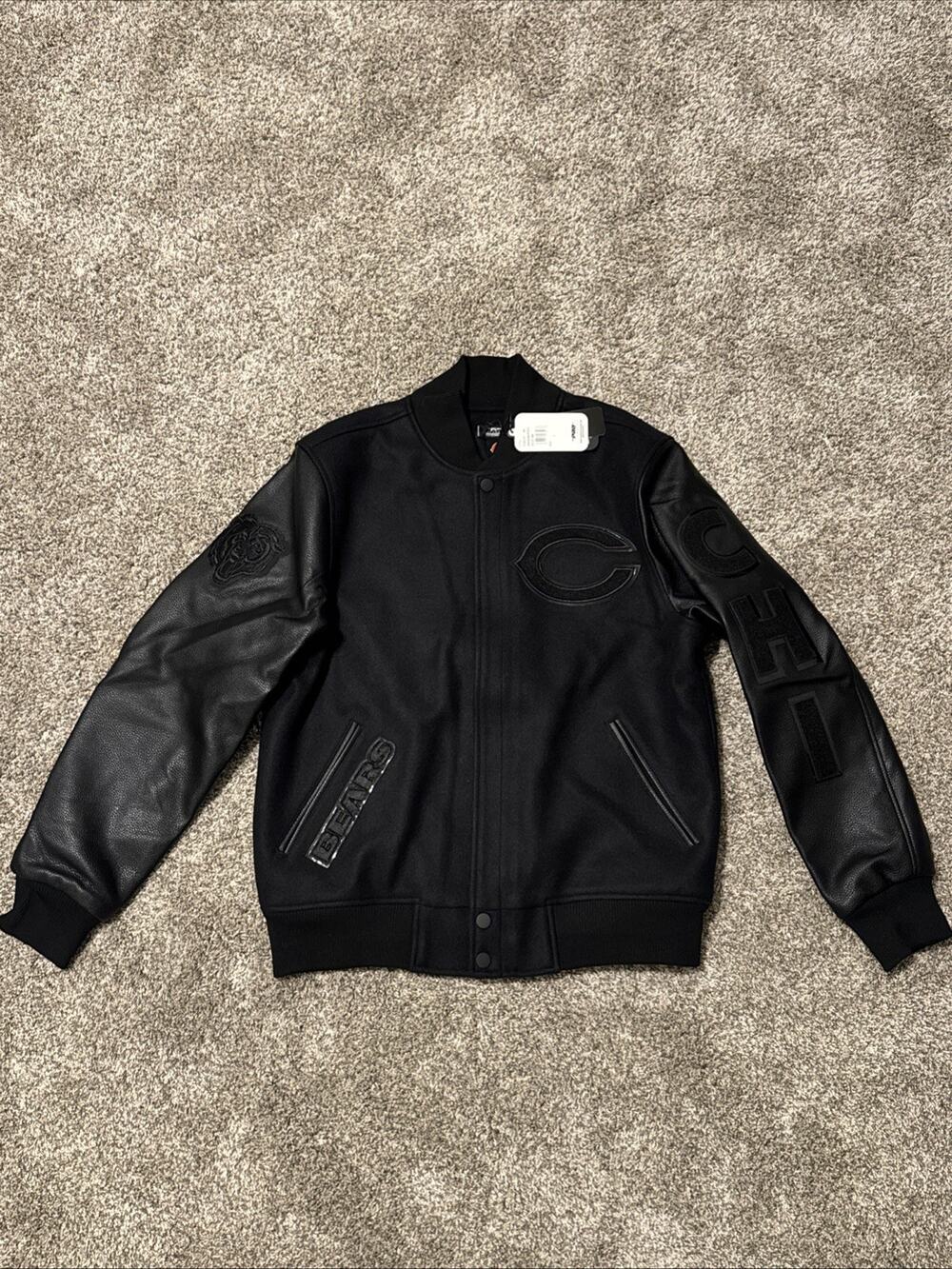 NWT Pro Standard Chicago Bears Varsity Jacket Triple Black – Men's Sz L